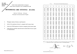 HKAL Maths & Stats Exam 1994