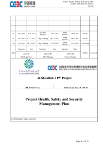 Project Health, Safety & Security Plan - Al-Shuaibah 1 PV