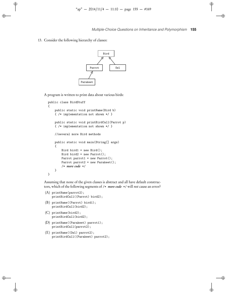Java Inheritance & Polymorphism Multiple-Choice Questions