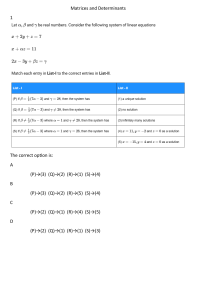 Matrices, Determinants & Coordinate Geometry Exam Questions