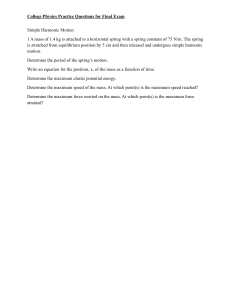 College Physics Final Exam Practice Questions - Simple Harmonic Motion