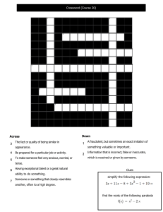 Crossword & Math Problems: Algebra & Vocabulary Exercises
