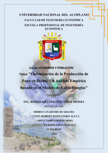 Optimizaci&oacute;n de la Producci&oacute;n de Papa en Hichu: An&aacute;lisis Cobb-Douglas