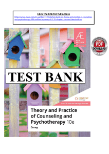 Counseling & Psychotherapy Test Bank: Corey, 10th Ed.