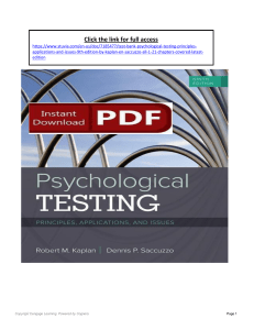 Psychological Testing Test Bank: Kaplan & Saccuzzo, 9th Ed.