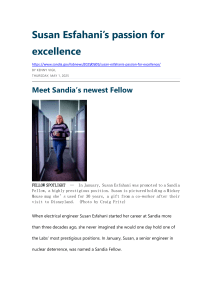 Susan Esfahani: Sandia Fellow & Engineering Excellence