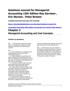 Managerial Accounting 15th Edition Solutions Manual