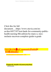 Community Public Health Nursing 8TH Edition by Mary A. Nies, Melanie McEwen