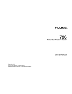 Fluke 726 Multifunction Process Calibrator User Manual