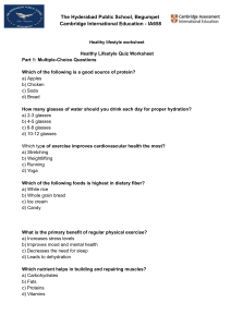 Healthy Lifestyle Quiz Worksheet for Middle School