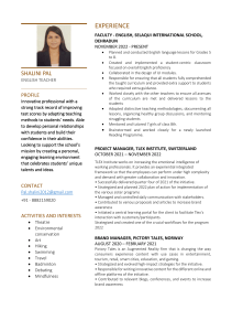 Shalini Pal - English Teacher Resume