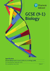 GCSE Biology Specification: Edexcel (9-1) 1BI0