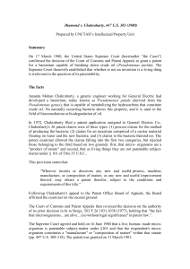 Diamond v. Chakrabarty Case Summary: Patent Law