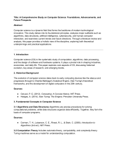 Computer Science: Foundations, Advancements, Future