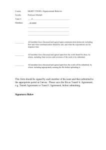 Team Agreement Form - Organizational Behavior