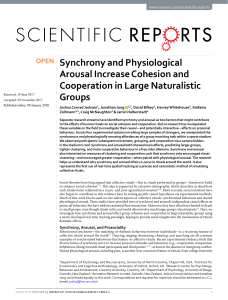Synchrony, Arousal, Cohesion & Cooperation in Large Groups