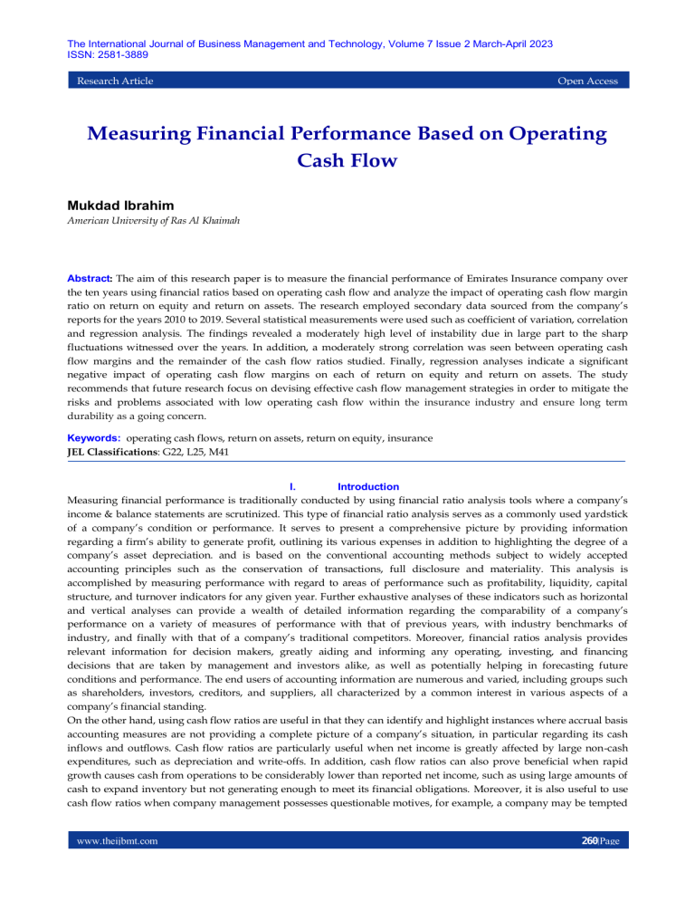 Financial Performance Analysis: Operating Cash Flow Ratios