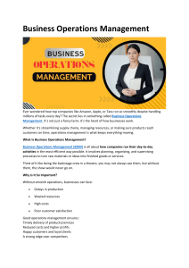 Business Operations Management: An Overview