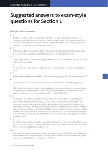 Cambridge IGCSE & O Level Economics: Exam Answers Section 1