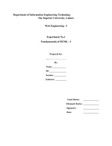 HTML Fundamentals Lab Manual - Web Engineering I