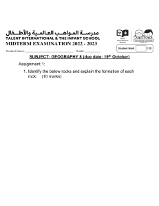 Geography 8 Exam: Rock Identification & Rock Cycle