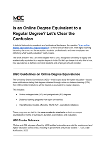 Online Degree Equivalence in India: UGC Guidelines & Recognition