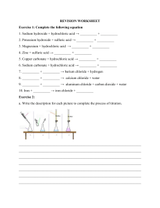 Chemistry Revision Worksheet: Equations, Titration, & More