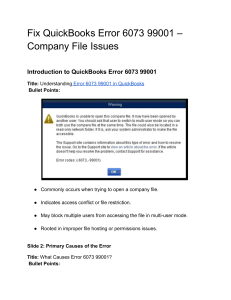 Fix QuickBooks Error 6073: Company File Issues
