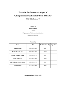 Financial Performance Analysis: Olympic Industries Ltd. (2021-2024)