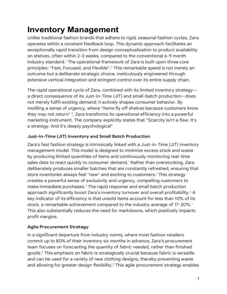 Zara Operations Zara's Fast Fashion: Inventory Management & Agile Supply Chain Strategy