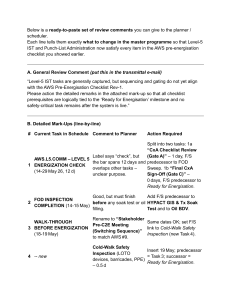 AWS Pre-Energisation Checklist Review Comments
