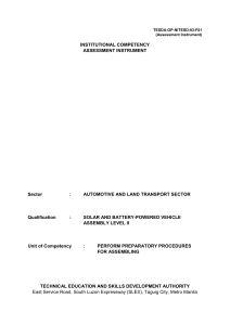 Solar Vehicle Assembly Level II Assessment Instrument