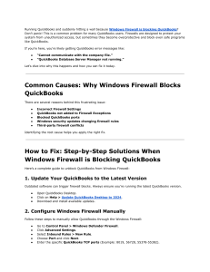 Fix: Windows Firewall Blocking QuickBooks Error