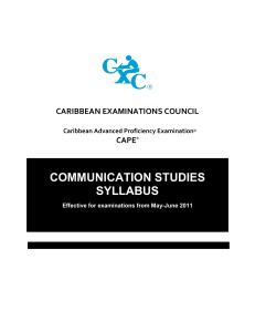 CAPE Communication Studies Syllabus - CXC Advanced Proficiency 2011