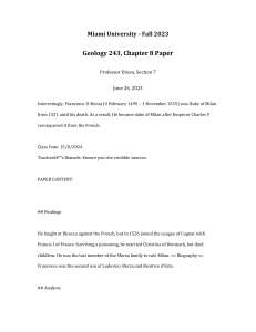 Francesco II Sforza: Duke of Milan & Renaissance History Paper