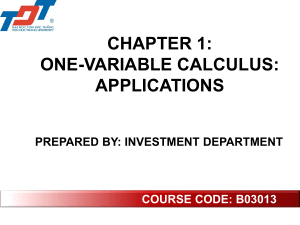 One-Variable Calculus Applications in Economics