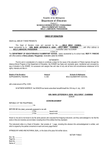 Deed of Donation: Bolo Elementary School Supplemental Feeding