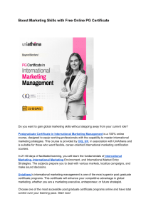 Online PG Certificate in International Marketing Management