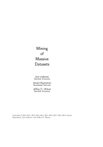 Mining Massive Datasets: Data Mining Algorithms
