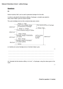 Edexcel A-level Chemistry: Lattice Energy & Born-Haber Cycle Questions