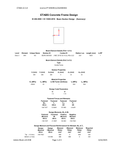 ETABS Concrete Beam Design Report IS 456 & IS 13920