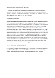 Negligence: Plaintiff's Right to Recover Compensation