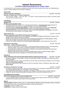 Aakash Ramaswamy - Computer Engineering Resume
