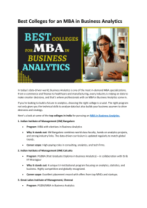 Best MBA Programs in Business Analytics in India