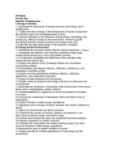 Physics Fourth Year Syllabus: Energy, Atomic Structure, Radiation