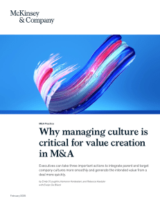 Culture Management in M&A: Value Creation Strategies