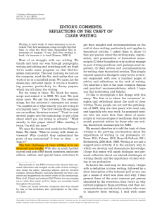 Clear Writing: Crafting Effective Theoretical Articles