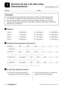Hoja de Ejercicios N&uacute;meros de Seis y Siete Cifras