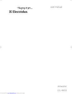 Electrolux ESL 46010 Dishwasher User Manual - Operation & Care