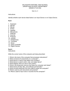 Grade 9 Computer Hardware Quiz: Input/Output Devices